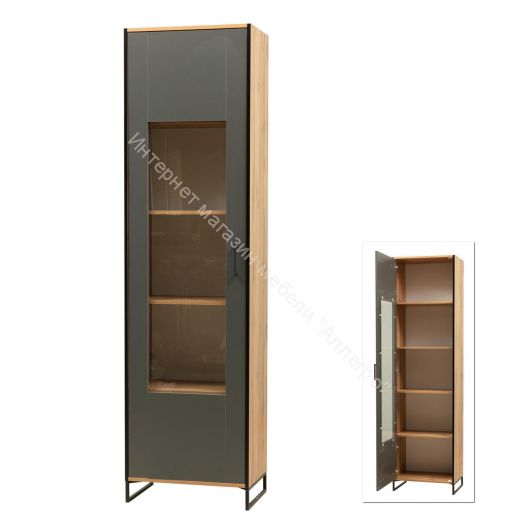 Шкаф-витрина 46.01 Доната, Дуб вотан/Диамант серый