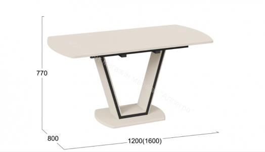 Стол обеденный «Дели» Тип 2 бежевый софт/Стекло матовое