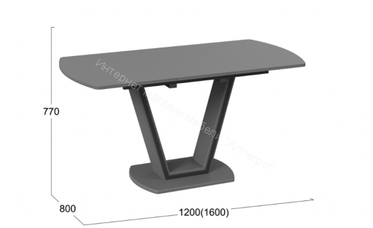 Стол обеденный «Дели» Тип 2 Серый софт/Стекло матовое