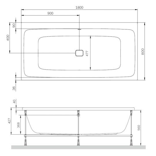 Акриловая прямоугольная ванна Am.Pm Func W84A-180-080W-A 180х80 ФОТО