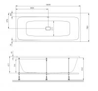 Прямоугольная акриловая ванна Am.Pm Func W84A-160-070W-A 160х70 схема 2