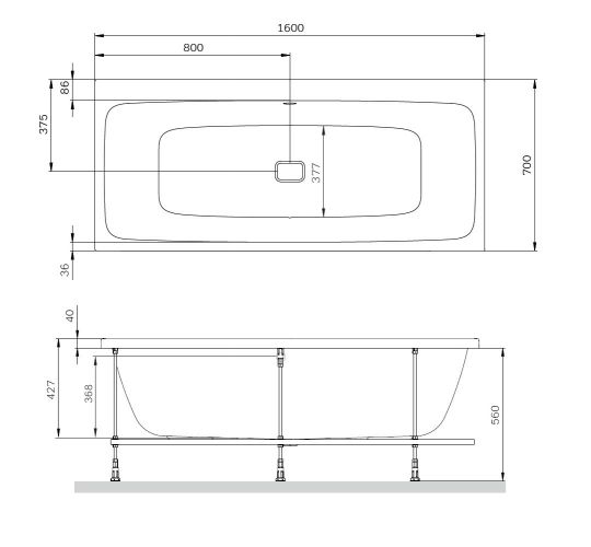 Прямоугольная акриловая ванна Am.Pm Func W84A-160-070W-A 160х70 ФОТО