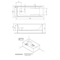 Акриловая ванна Am.Pm Gem W90A-150-070W-A1 150х70 схема 2