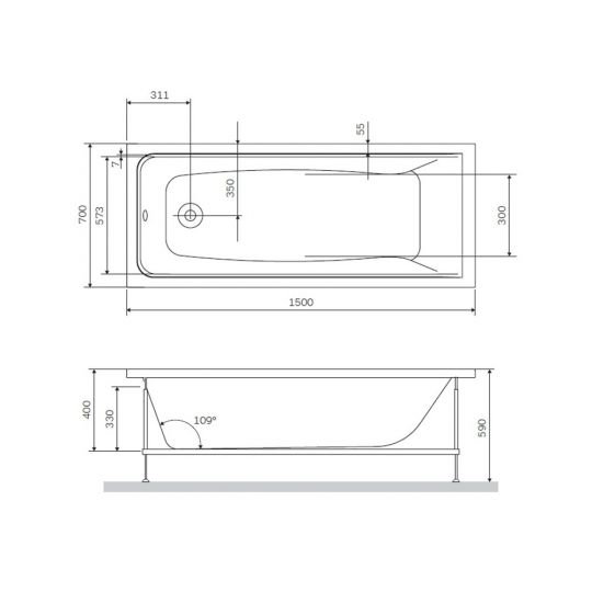 Акриловая ванна Am.Pm Gem W90A-150-070W-A 150х70 ФОТО