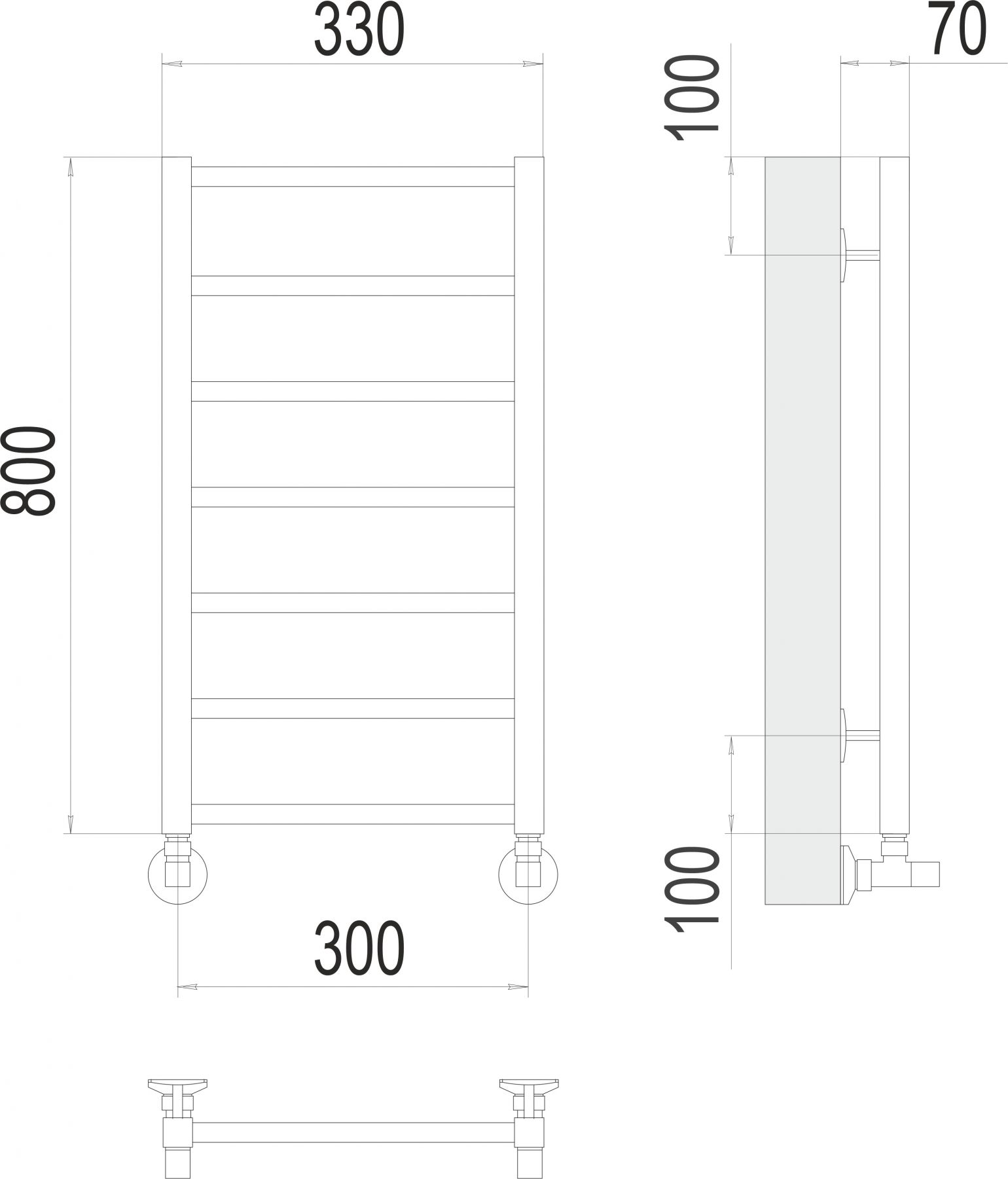 Полотенцесушитель водяной TERMINUS Контур П7 30х80 схема 2