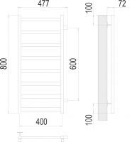 Полотенцесушитель водяной с боковым подключением TERMINUS Аврора П8 40х80 схема 3