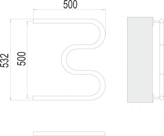 Полотенцесушитель водяной с боковым подключением TERMINUS М-образный 50х50 схема 3