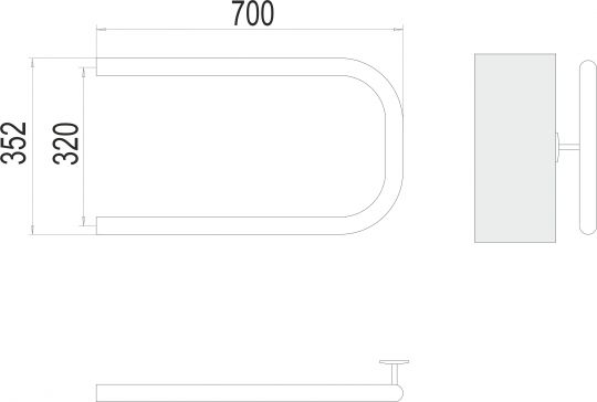 Водяной полотенцесушитель TERMINUS П-образный 70х35,2 с боковым подключением схема 3