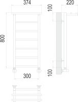 Электрический полотенцесушитель TERMINUS Контур с полкой П7 30х80 схема 3