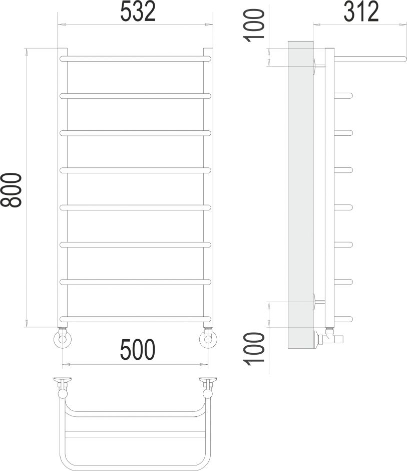 Электрический полотенцесушитель TERMINUS Полка П8 50х80 ФОТО