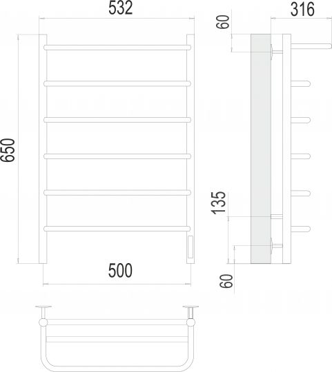 Электрический полотенцесушитель TERMINUS Полка П6 53,2х65 ФОТО