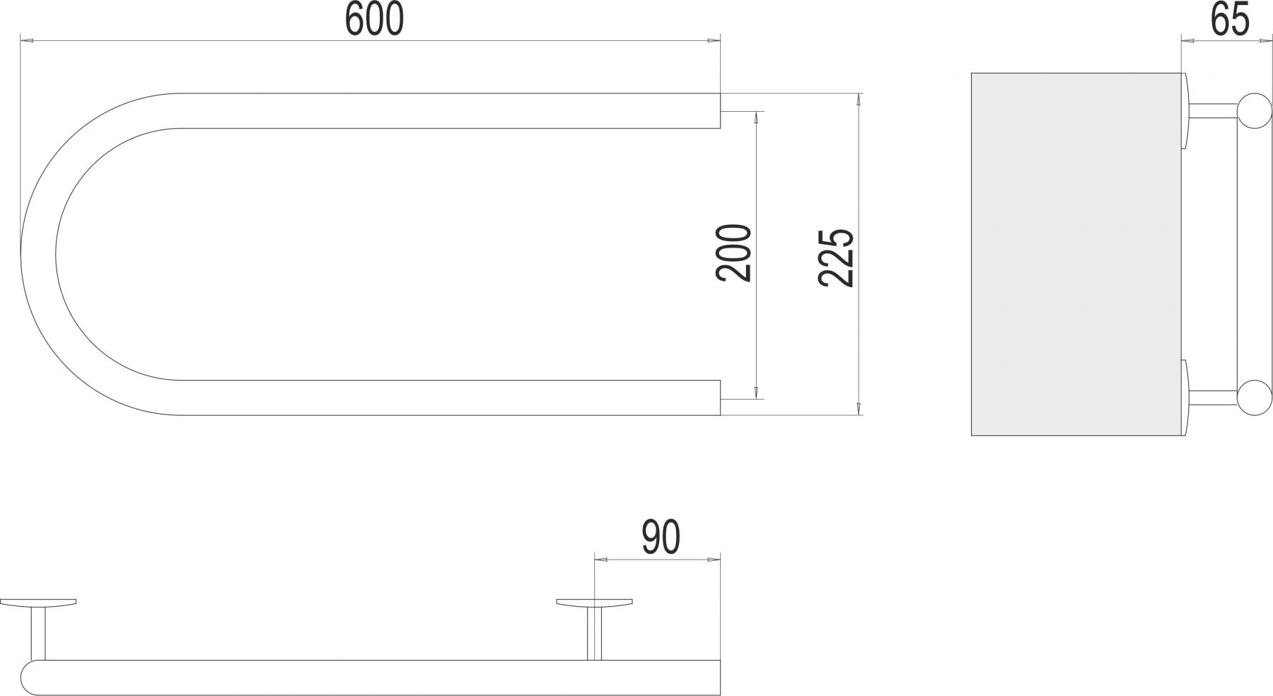 Электрический полотенцесушитель TERMINUS U-образный 60х22,5 схема 3