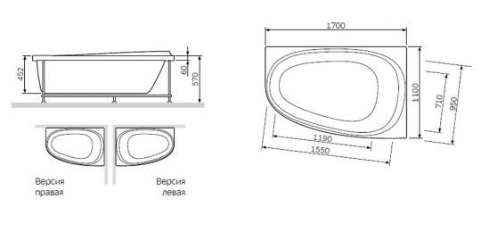 Акриловая ванна Am.Pm Like W80A-170L110W-A 170х110 левосторонняя ФОТО