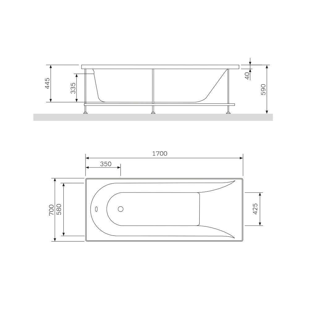 Акриловая ванна Am.Pm Spirit W72A-170-070W-A2 170х70 схема 2