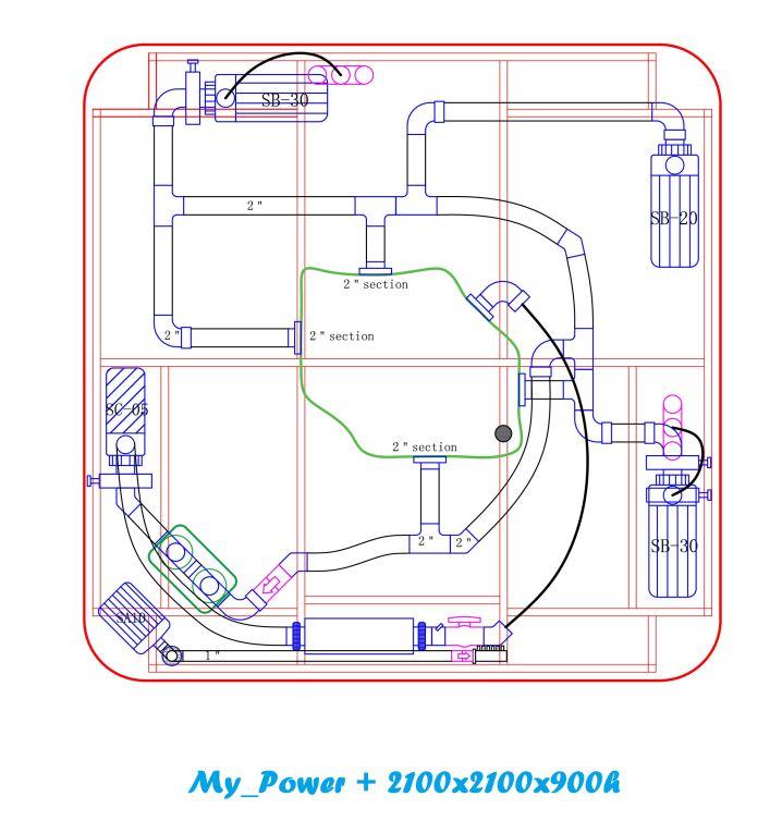 Квадратный гидромассажный СПА бассейн AquaSpas My Power 210х210 hydroplus схема 18