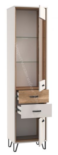 Шкаф витрина 62.01 Рио (стекло), Кашемир/Дуб каньон