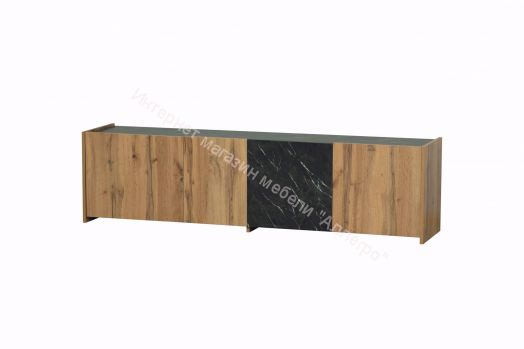 Тумба под ТВ 56.01 Адажио, Дуб вотан/мрамор Чёрный