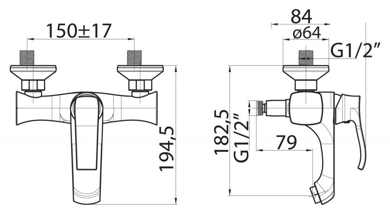 Смеситель для ванны и душа BelBagno Trula схема 2