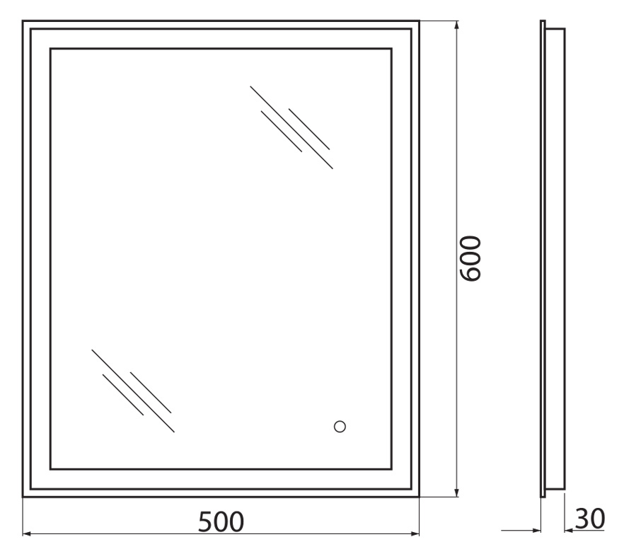 Зеркало для ванной комнаты BelBagno SPC-GRT-500-600-LED-TCH схема 2