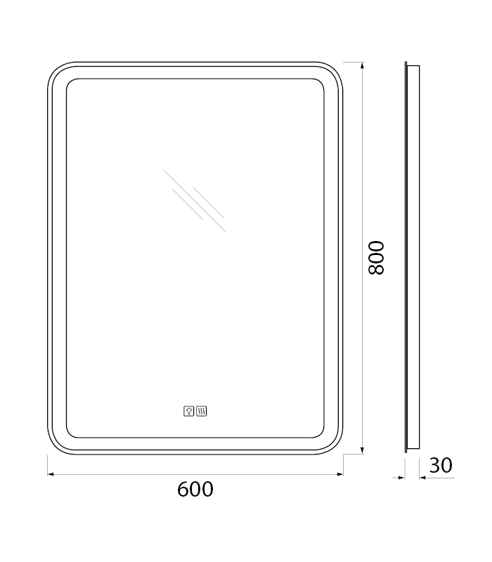 Зеркало для ванной комнаты BelBagno SPC-MAR-600-800-LED-TCH-WARM схема 2