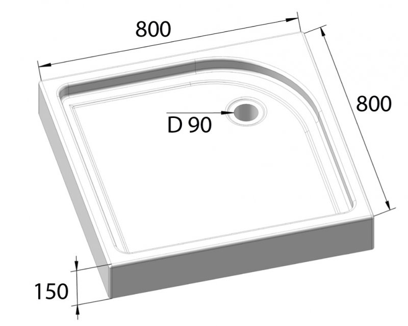 Квадратный душевой поддон BelBagno TRAY-BB-A схема 6