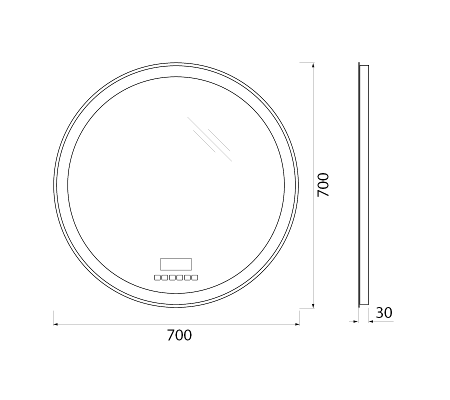 Зеркало для ванной комнаты BelBagno SPC-RNG-700-LED-TCH-RAD схема 2