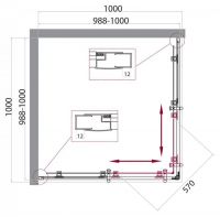 Квадратный душевой уголок Belbagno Uno-195 A  профиль хром схема 4