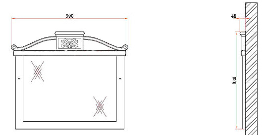 Зеркало в ванную Belbagno Primavera 99х83 схема 2