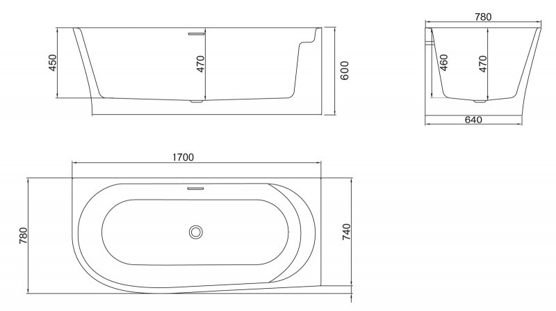 Акриловая угловая ванна Belbagno BB410 схема 7