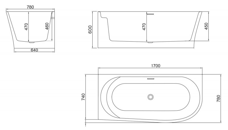 Акриловая угловая ванна Belbagno BB410 схема 8