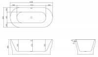 Ванна акриловая отдельностоящая Belbagno BB405 150х80 или 170х80 схема 5