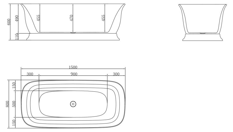 Акриловая ванна Belbagno BB400 150х80 или 170х80 схема 5