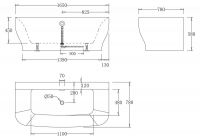 Ванна Belbagno BB74 для свободного монтажа на пол 165x78 см схема 2