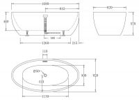 Ванна Belbagno BB69 отдельностоящая 170x82 схема 2