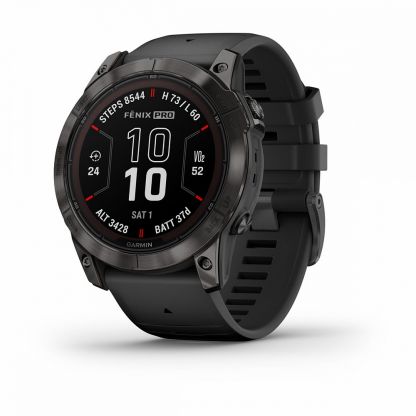 Умные часы Garmin FENIX 7X PRO Sapphire Solar Edition Титановый угольно-серый корпус с DLC-покрытием и черным ремешком фото