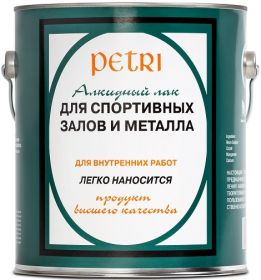 Лак Паркетный Petri Spar Gym 3.78л для Спортивных Залов и Металла, Алкидно-Уретановый, Полуматовый / Петри Спар Джим.