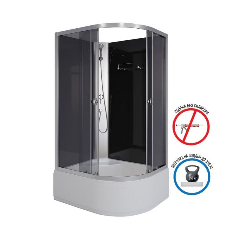 Душевая кабина Niagara Eco E100/80/40L/TN/BK, высокий поддон 100x80