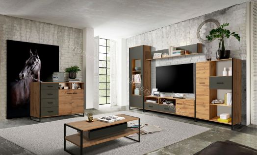 Стеллаж 46.03 Доната, Дуб вотан/Диамант серый