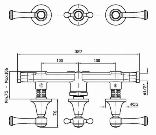 Смеситель Zucchetti Agor Classic для ванны и душа ZAL695 ФОТО