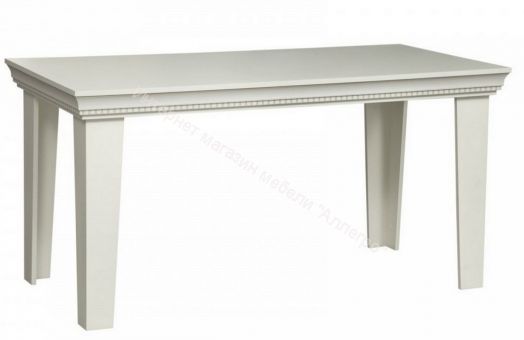 Стол обеденный 40.10 Эльмира , Белый/Белая кожа патина