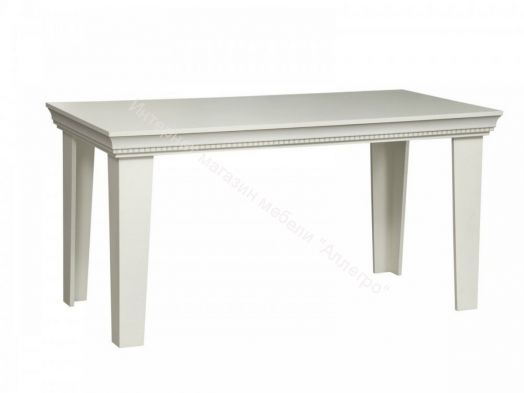Стол обеденный 40.10 Эльмира , Белый/Белая кожа патина