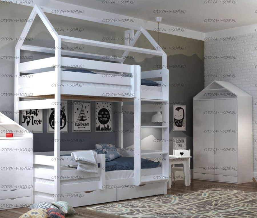 Кровать двухъярусная Домик Standard Блум №8А