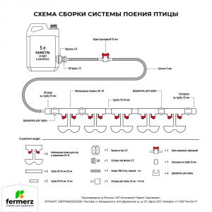 Универсальная система ниппельного поения НП-18 с шлангом. 360 градусов срабатывание ниппеля.