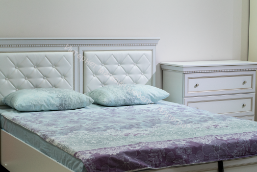 Кровать 40.12 - 03 (1600) Эльмира с подъемным мех., Белый/Белая кожа патина