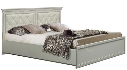 Кровать 40.13 - 03 (1600) Эльмира с ортопедическим осн., Белый/Белая кожа патина