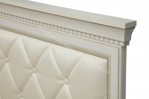 Кровать 40.13 - 03 (1600) Эльмира без ортопедического осн., Белый/Белая кожа патина