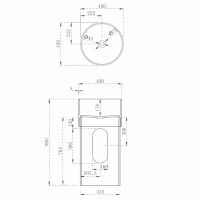 Раковина отдельностоящая прозрачная ABBER Kristall AT2701Onyx-H 45х45 схема 2