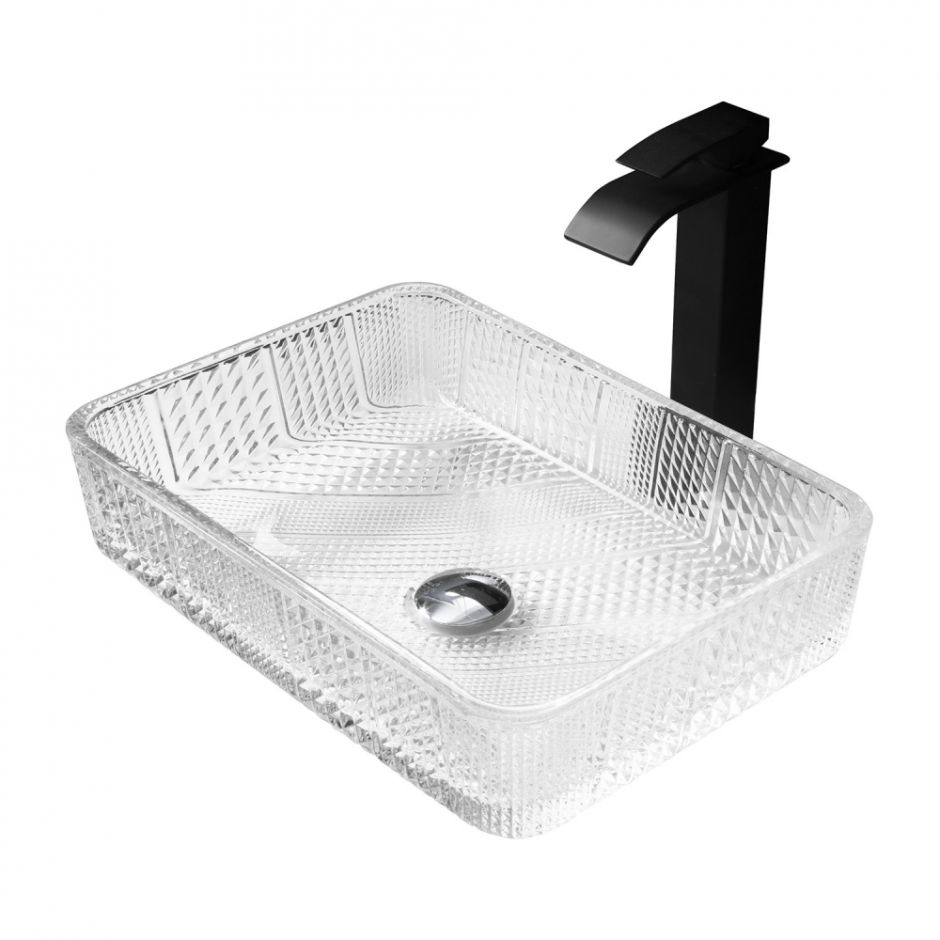 Раковина накладная стеклянная ABBER Glas AK2312 прозрачная 46х33