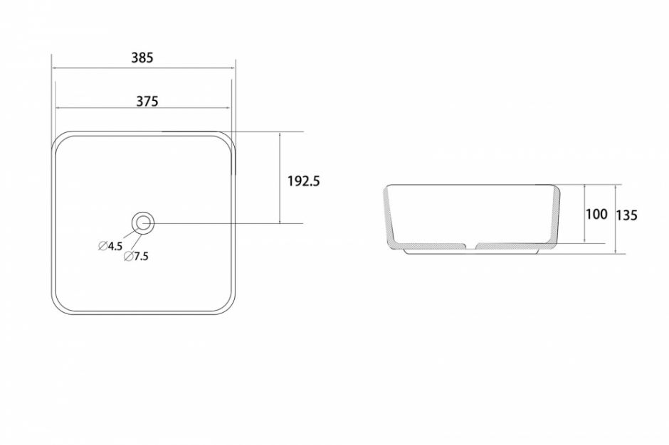 Раковина накладная ABBER Rechteck AC2211MBE светло-бежевая матовая 38,5х38,5 ФОТО