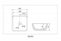 Раковина накладная ABBER Rechteck AC2205GG золото 43х43 схема 2